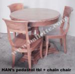 HANs Pedastol Round Tbl dia 90cm and 3 chain chair 